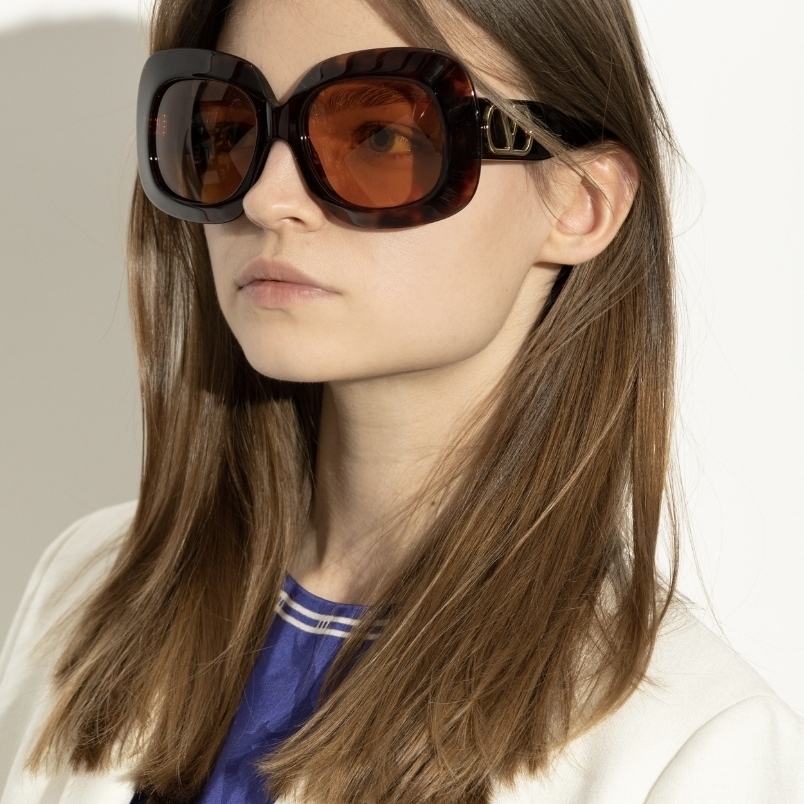 New Valentino Oversized Tortoiseshell Square Sunglasses - Full Inclusion